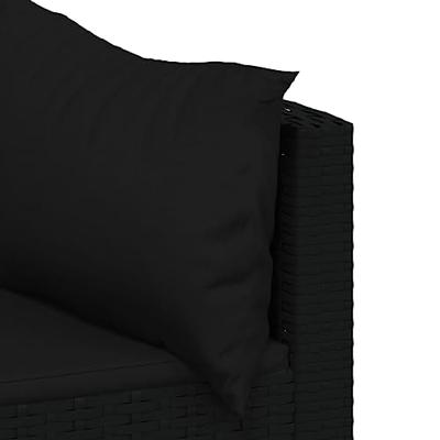 Tuinhoekbanken met kussens 2 st poly rattan zwart - thumbnail