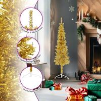 Kunstkerstboom half met standaard smal 150 cm goudkleurig - thumbnail
