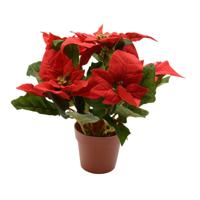 Poinsettia zijde pot d16h27 cm kerstrood kerst Decoris - Decoris - thumbnail