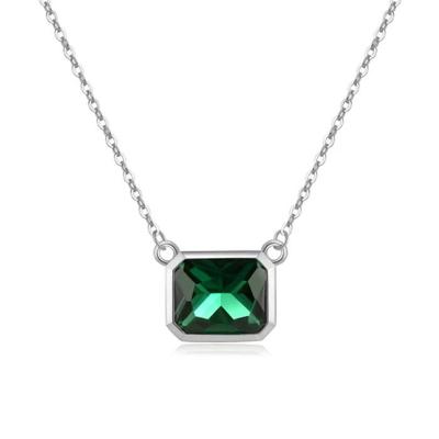 Elenza Smaragd CZ Ketting in 925 Zilver