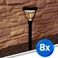 Voordeelset 8x solar priklamp birdie zwart met warm wit licht - thumbnail