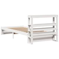 Bedframe met hoofdbord massief grenenhout wit 75x190 cm - thumbnail