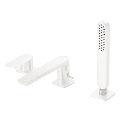 Badrandkraan Tres Loft Colors 1-Hendel Rechte Uitloop 18 cm met Omstel en Handdouche Mat Wit Tres Badrandkraan Tres Loft Colors 1-Hendel Rechte Uitloop 18 cm met Omstel en Handdouche Mat Wit Tres