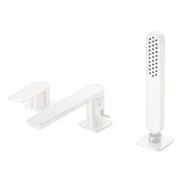 Badrandkraan Tres Loft Colors 1-Hendel Rechte Uitloop 18 cm met Omstel en Handdouche Mat Wit Tres - thumbnail