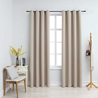 VidaXL Gordijn verduisterend met metalen ringen 2 st 140x175 cm beige VidaXL Gordijn verduisterend met metalen ringen 2 st 140x175 cm beige