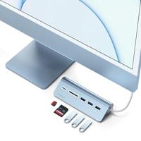 SATECHI USB-C Combo Hub Voor Desktop - USB-A 3.0 Datapoorten & Micro/SD Kaartlezers - Voor M2/M1 Macbook Pro/Air, M2/M1 iPad Pro/Air, M2 Mac Mini, iMac M1 (Blauw) - thumbnail