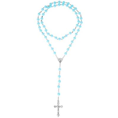 Turquoise rozenkrans ronde kralen met kruis Turquoise rozenkrans ronde kralen met kruis