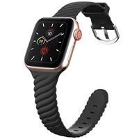 By Qubix - Siliconen 'Twist' bandje - Zwart - Compatible met Apple Watch 44mm / 45mm / 46mm / 49mm - Compatible Apple watch bandjes - thumbnail