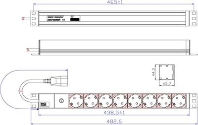 Bachmann 333.538 19 inch Stekkerdoos voor patchkast 1 HE Geaarde contactdoos Vast inbouw Rood, Zwart, Aluminium Bachmann 333.538 19 inch Stekkerdoos voor patchkast 1 HE Geaarde contactdoos Vast inbouw Rood, Zwart, Aluminium