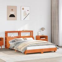 Bedframe zonder matras massief grenenhout wasbruin 160x200 cm - thumbnail