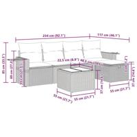 5-delige Loungeset met kussens poly rattan zwart - thumbnail