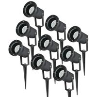 Set van 9 LED prikspots - Dimbaar - Kantelbaar - 6500K daglicht wit - 4 Watt 345 Lumen - IP65 - Waterdicht - Zwart - Tuinspot - tuinverlichting - padverlichting - thumbnail