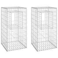 VidaXL Schanskorf palen 2 st 50x50x100 cm ijzer - thumbnail