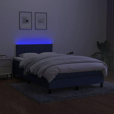 Boxspring met matras en LED stof blauw 140x200 cm