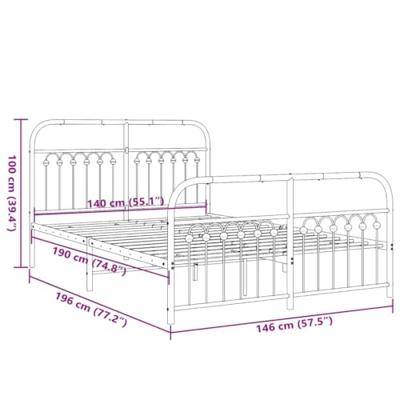 Bedframe met hoofd- en voeteneinde metaal zwart 140x190 cm Bedframe met hoofd- en voeteneinde metaal zwart 140x190 cm