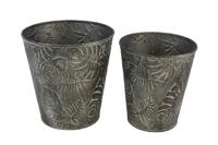 Bloempot Floresta zink set van 2 - thumbnail