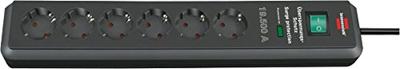 Brennenstuhl 1159540366 PDU Stekkerdoos | Secure-Tec | 6 Sockets | Overspanningsbeveiliging | Schakelaar | Zwart | 2 meter