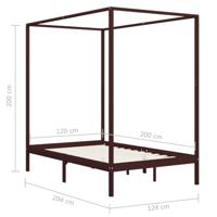 Hemelbedframe massief grenenhout donkerbruin 120x200 cm - thumbnail