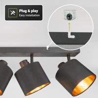 Jimmy LED Plafondspot - 2 spots - Kantelbaar - Draaibaar - Zwart/Goud - E14 fitting - IP20 voor binnen - Textiel spot - thumbnail