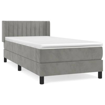 Boxspring met matras fluweel lichtgrijs 90x190 cm