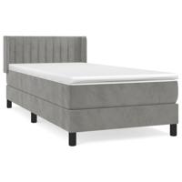 Boxspring met matras fluweel lichtgrijs 90x190 cm - thumbnail