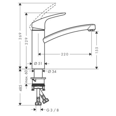 Hansgrohe Focus E2 keukenkraan RVS look 31806800