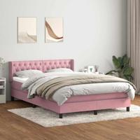 Boxspring met matras fluweel roze 140x210 cm - thumbnail