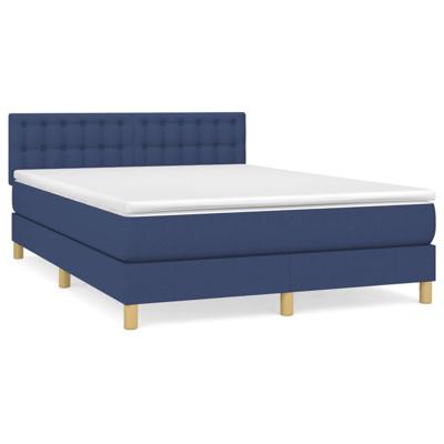 Boxspring met matras stof blauw 140x190 cm