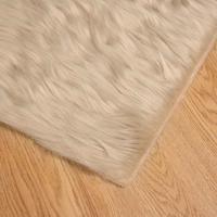 VidaXL Nep schapenvacht tapijt tafalla beige 80 x 200 cm polyester - thumbnail