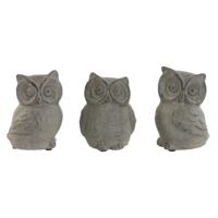 Decoratieve figuren Home ESPRIT Grijs Uil Verouderde afwerking 10 x 9 x 14 cm (3 Stuks) - thumbnail