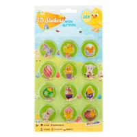 Creative Craft Group Grafix pasen 12 3d stickers met glitter - thumbnail