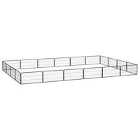 Hondenkennel 20 panelen 100x50 cm gepoedercoat staal zwart - thumbnail