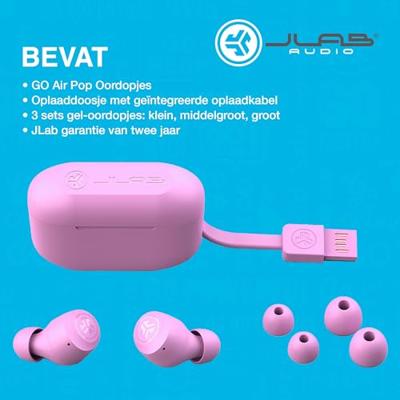 JLab Go Air Pop Hoofdtelefoons True Wireless Stereo (TWS) In-ear Oproepen/muziek Bluetooth Roze