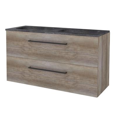 Badmeubelset BWS Salt 120x46cm Met Grepen 2 Lades Met Wastafel Hardsteen Scotch Oak
