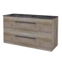 Badmeubelset BWS Salt 120x46cm Met Grepen 2 Lades Met Wastafel Hardsteen Scotch Oak - thumbnail