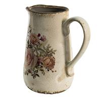 Clayre & Eef Decoratie Kan 1500 ml Roze Beige Keramiek Bloemen - thumbnail