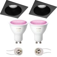 Pragmi Minko Pro - Inbouw Vierkant - Mat Zwart - Verdiept - 90mm - Philips Hue - LED Spot Set GU10 - White and Color Ambiance - Bluetooth - thumbnail