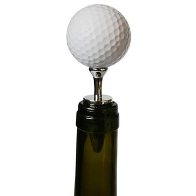 Golf + Tee vorm rode wijnfles Stopper maat: 10 x 4 2 cm (zilver)