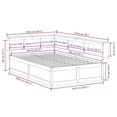 Bed met boekenkast zonder matras grenenhout wasbruin 120x200 cm