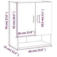 Wandkast 60x31x70 cm bewerkt hout grijs sonoma eikenkleurig - thumbnail