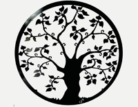 Muurdecoratie staal woonkamer oa muur – wensboom / levensboom – Zwart – 75cm - L - thumbnail