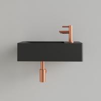 Fontein Gliss Design Freya Solid Marble 40x22x10 cm Met Kraangat Rechts Mat Zwart - thumbnail