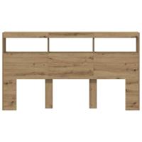Hoofdbordkast met LED artisan 180x17x102 cm eikenkleurig - thumbnail