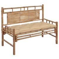 VidaXL Tuinbank met kussen 120 cm bamboe - thumbnail