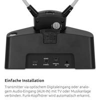 TechniSat STEREOMAN ISI 3 Draadloze stereo draadloze hoofdtelefoon voor televisie en muzieksystemen met dockingstation, zwart - thumbnail