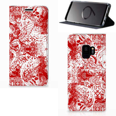 Mobiel BookCase Samsung Galaxy S9 Angel Skull Rood Mobiel BookCase Samsung Galaxy S9 Angel Skull Rood