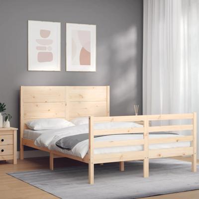 Bedframe met hoofdbord massief hout 160x200 cm