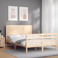 Bedframe met hoofdbord massief hout 160x200 cm - thumbnail