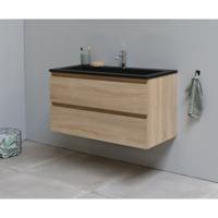 On-Line Onderkast - 100 cm - Voorgemonteerd - Ladestructuur - Acryl Wastafel - 1 Kraangat - Eiken - thumbnail