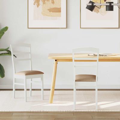 Eetkamerstoel 2 pcs Wit en Bruin Massief Rubberhout